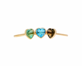 Rose gold ring with a green amethyst blue topaz or a smokey quartz heart