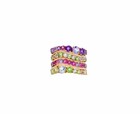 Rose gold ring with amethyst, rhodolite, tourmaline, quartz and peridot