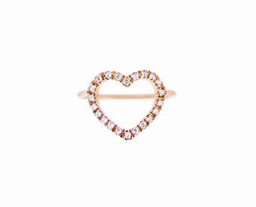 Rose gold ring with an open diamond heart