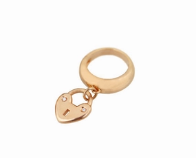 Rose gold ring with dangling heart