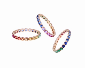 Rose gold ring with multi color sapphires