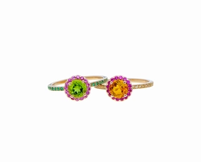 Rose gold ring with peridot , citrine and pink sapphires