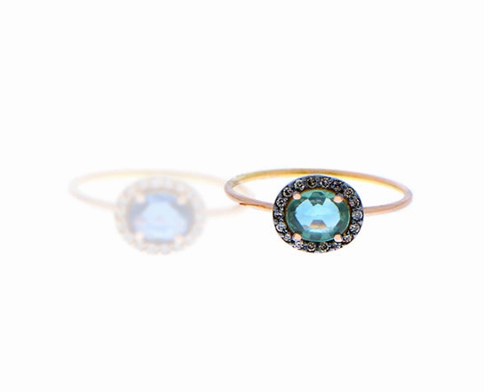 Rose gold ring with sapphires and diamonds
