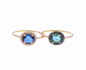 Rose gold ring with sapphires and diamonds