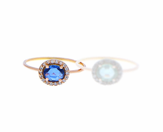 Rose gold ring with sapphires and diamonds