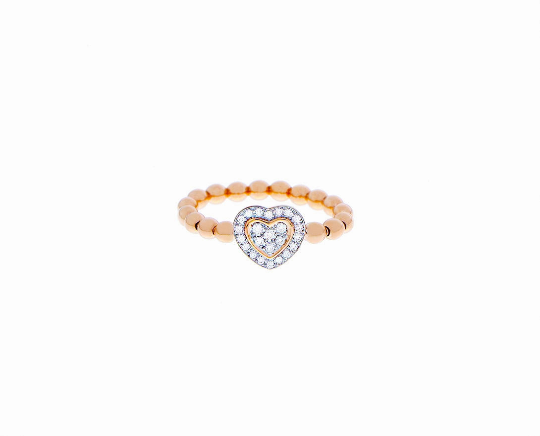 Rose gold stretch ring with diamond heart