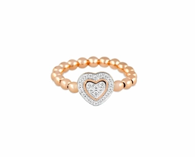 Rose gold stretch ring with diamond heart