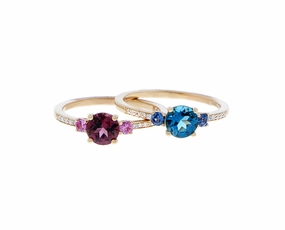 Rose gold three stone ring with diamonds