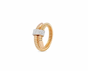 Rose gold tubo wrap ring with a diamond band