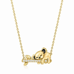 Ross Simons .10 ct. t.w. White Topaz Koala Necklace with Black Enamel