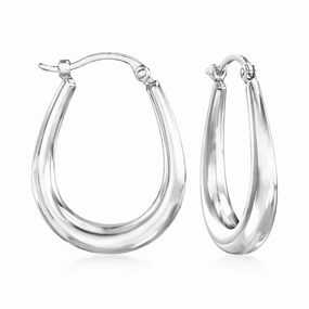 Ross-Simons 14K White Gold Tapered Hoop Earrings