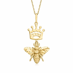 Ross Simons 14kt Yellow Gold Queen Bee Pendant Necklace