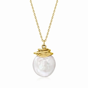 Ross-Simons 18 Gold over Sterling 13mm Cultured Coin Pearl Necklace