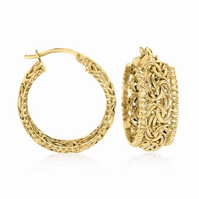 Ross-Simons 18kt over Sterling Byzantine Beaded-Edge Hoop Earrings