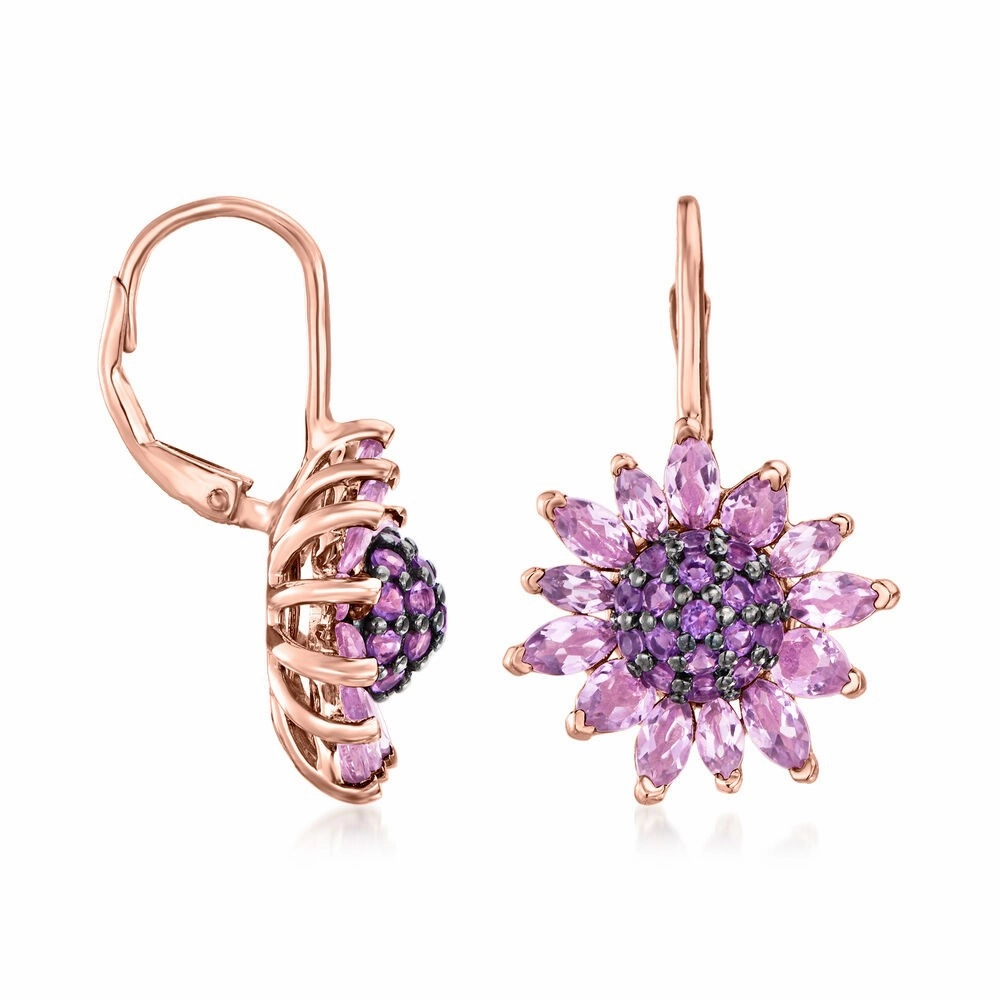 Ross-Simons 4.70 ct. t.w. Amethyst Flower Drop Earrings