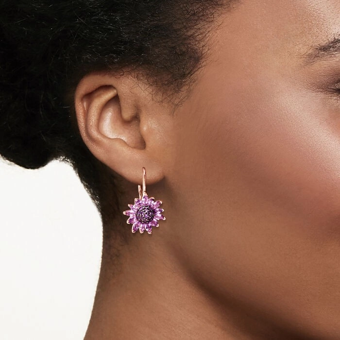 Ross-Simons 4.70 ct. t.w. Amethyst Flower Drop Earrings