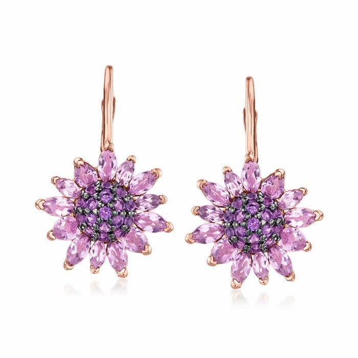 Ross-Simons 4.70 ct. t.w. Amethyst Flower Drop Earrings