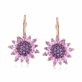 Ross-Simons 4.70 ct. t.w. Amethyst Flower Drop Earrings