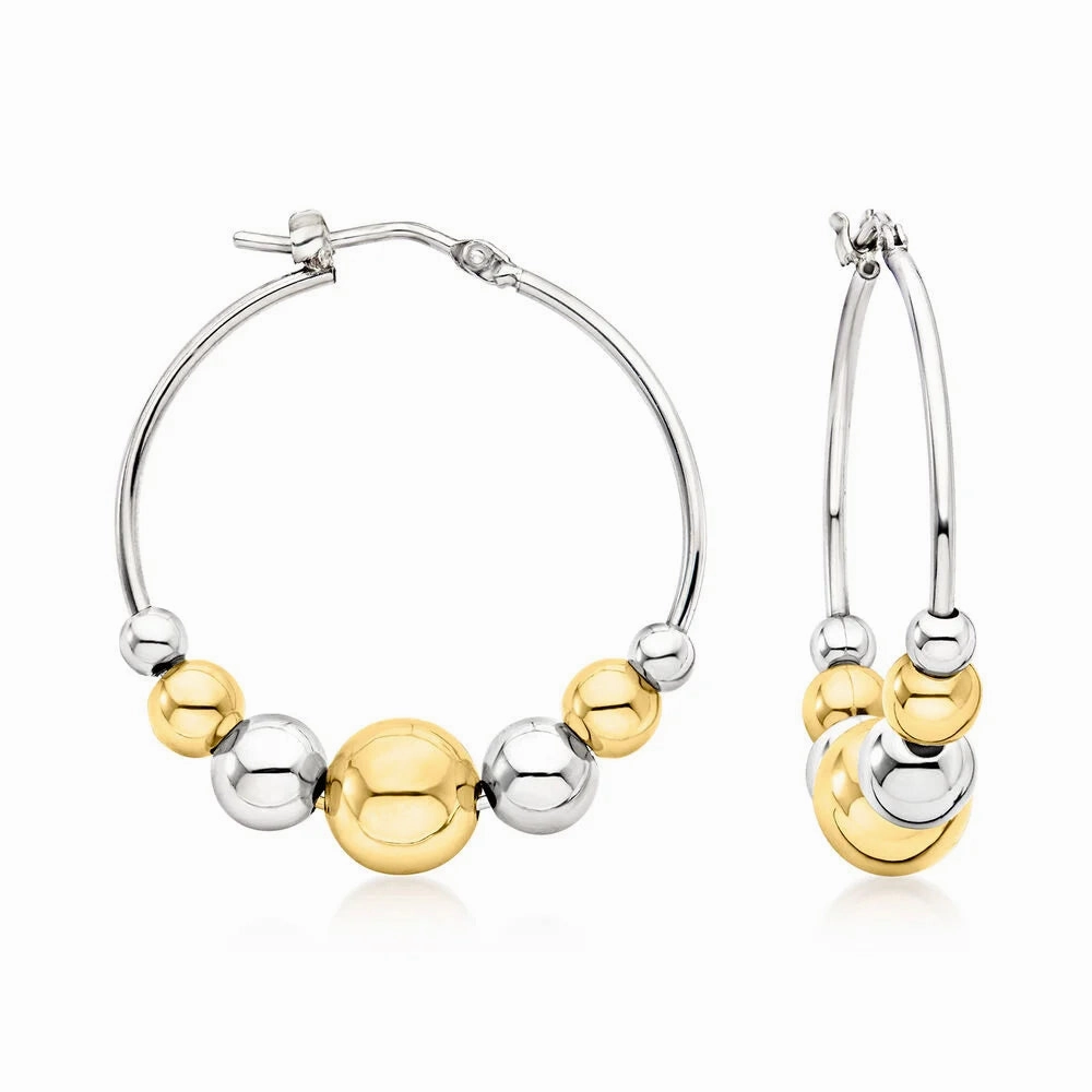 Ross Simons Italian Sterling Bead Hoop Earrings
