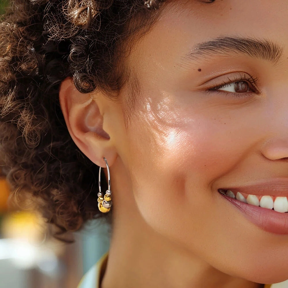 Ross Simons Italian Sterling Bead Hoop Earrings