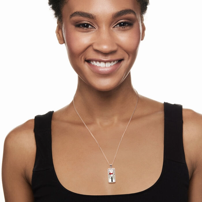 Ross-Simons Mother-of-Pearl and .30 ct. t.w. White Topaz Cardinal Pendant Necklace