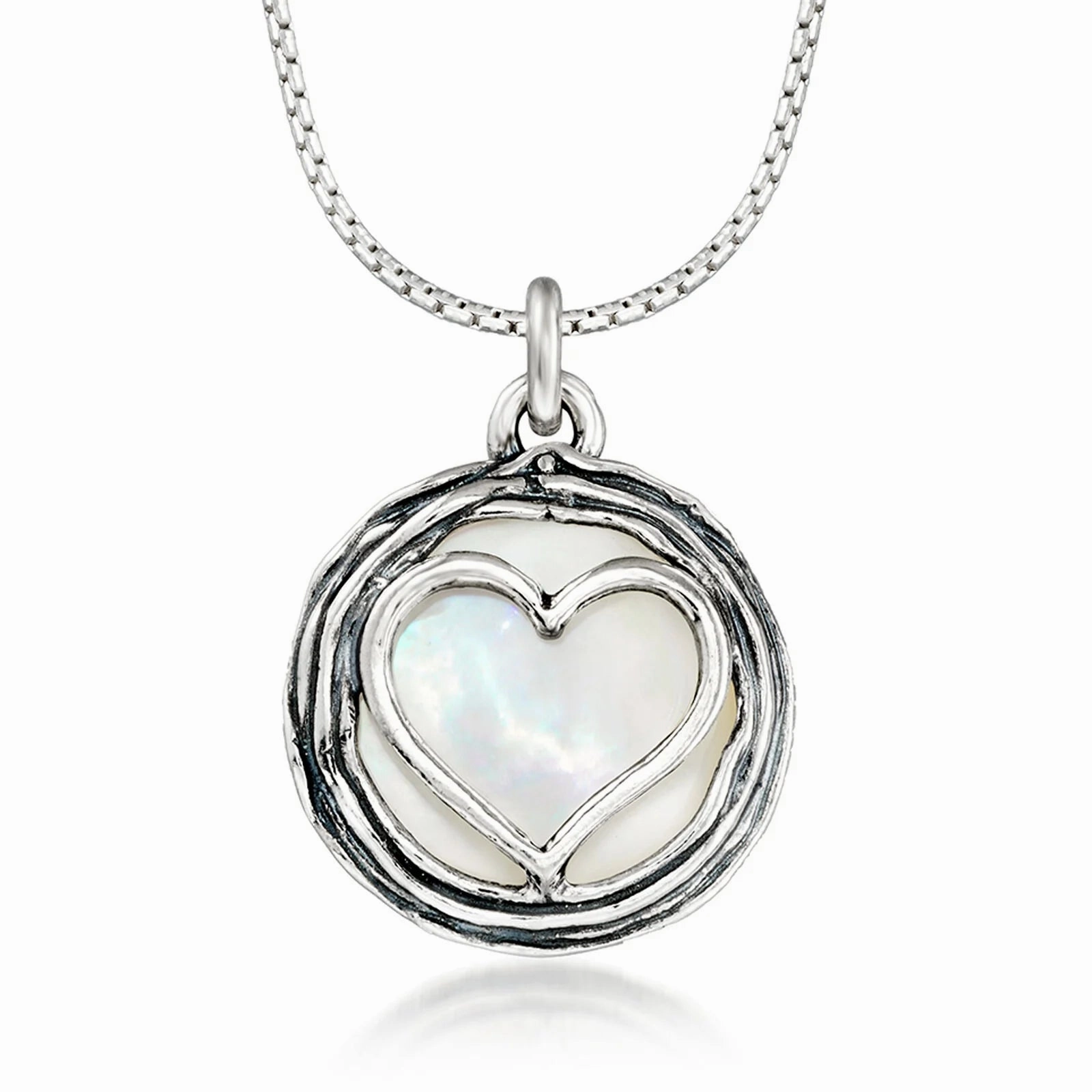 Ross-Simons Mother-of-Pearl Heart Overlay Necklace