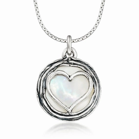 Ross-Simons Mother-of-Pearl Heart Overlay Necklace