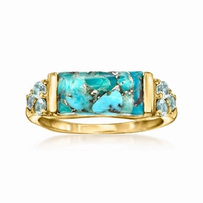 Ross Simons Turquoise and .70 ct. t.w. Sky Blue Topaz Ring