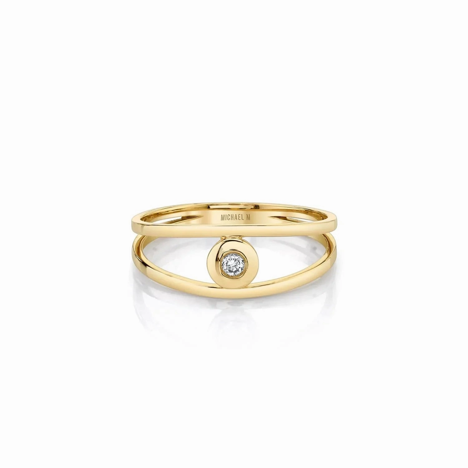 Round Bezel Double Shank Ring F406