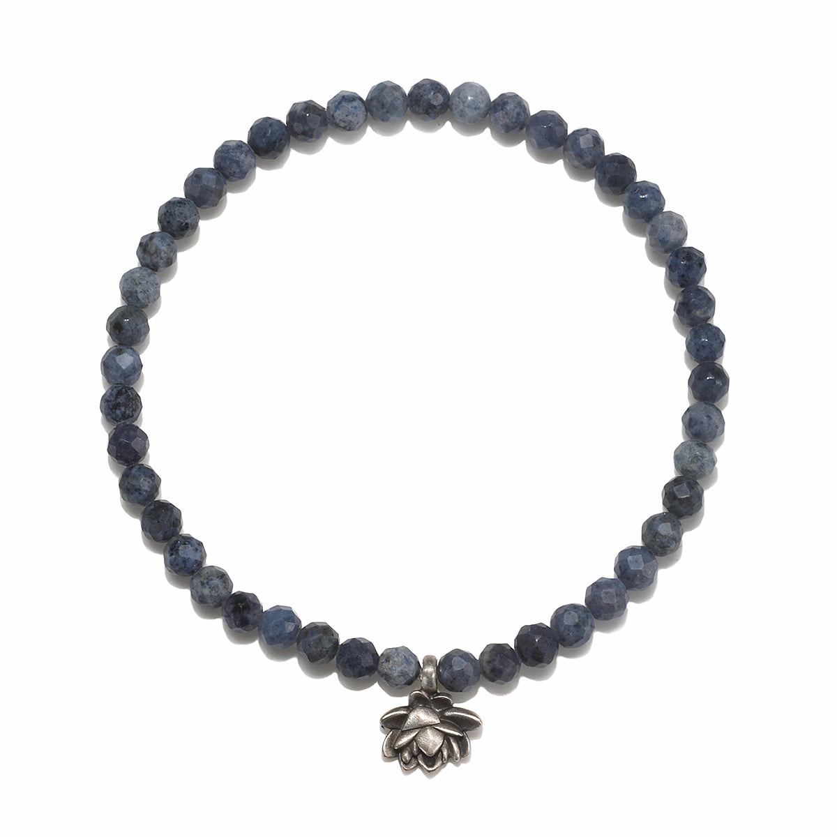 Satya Peaceful Journey Lotus Sterling Silver Dumortierite Gemstone Bracelet