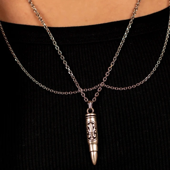 Save Brave Stainless Steel Mens Necklace SBN-BULLET