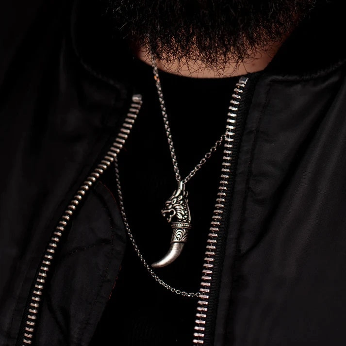Save Brave Stainless Steel Mens Necklace SBN-DRAGONTOOTH
