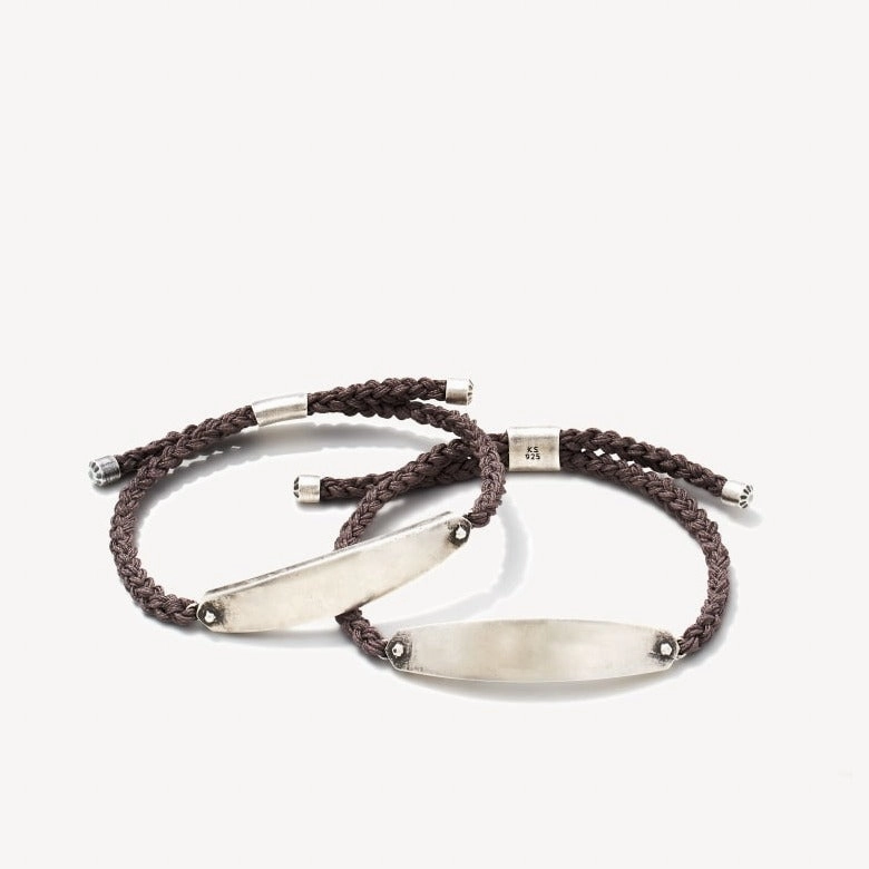 Scott Bros. Robert Oxidized Sterling Silver Corded Bracelet In Dark Taupe