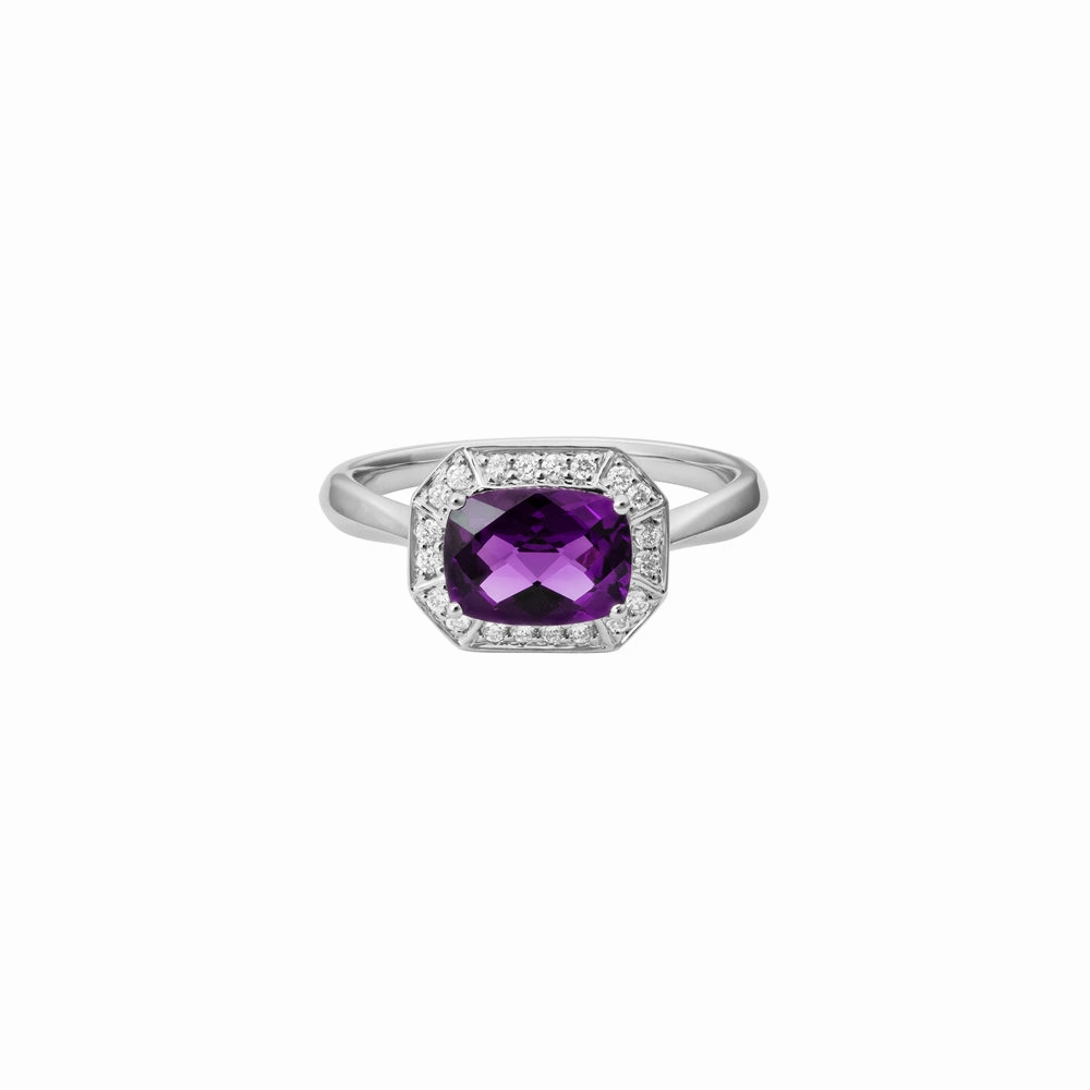 Semi-Precious Gemstone and Diamond Halo Ring