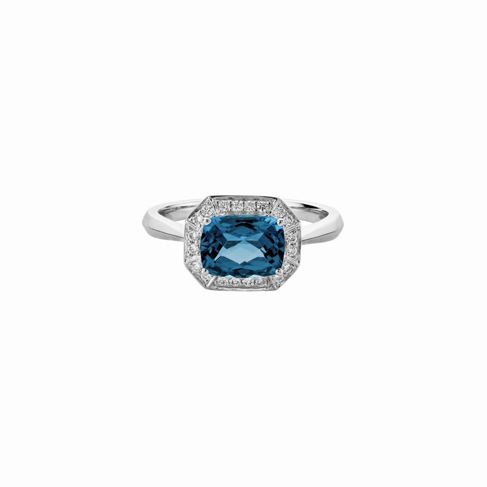 Semi-Precious Gemstone and Diamond Halo Ring