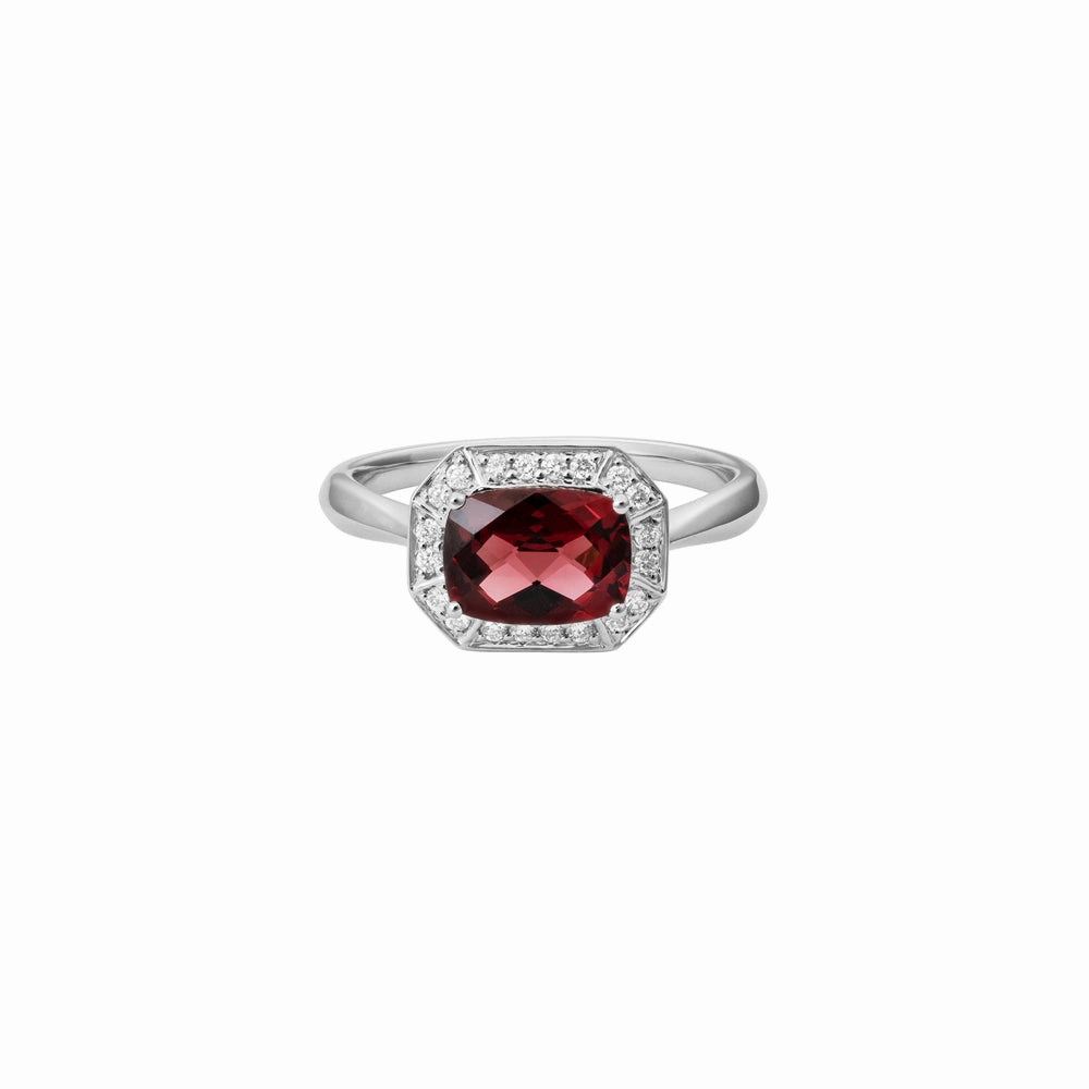Semi-Precious Gemstone and Diamond Halo Ring