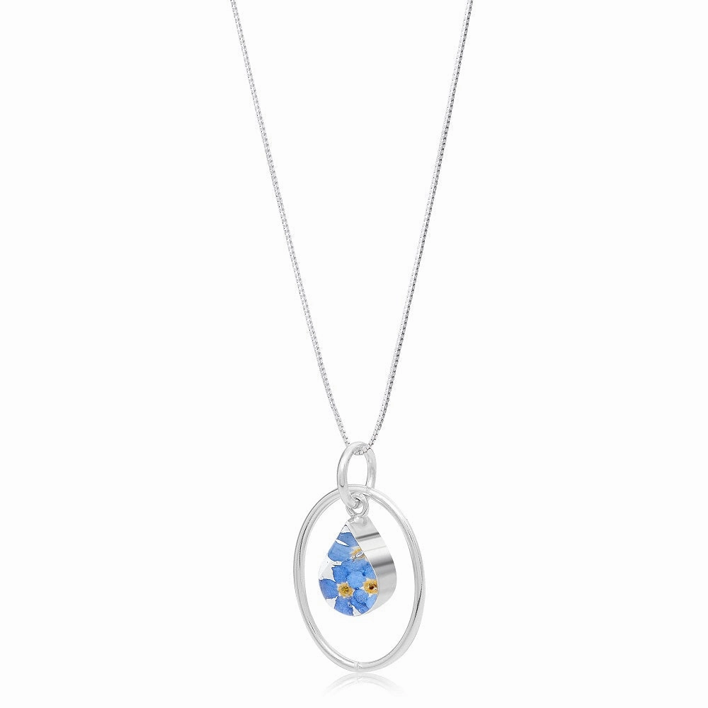 Shrieking Violet Real Flower Forget Me Not Silver Necklace FP12