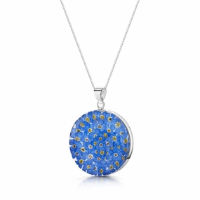 Shrieking Violet Real Flower Forget Me Not Silver Pendant FP88