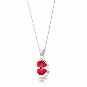 Shrieking Violet Real Flower Poppy Silver Pendant PP01