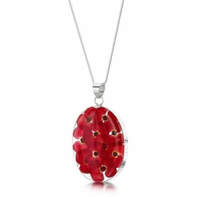 Shrieking Violet Real Flower Poppy Silver Pendant PP06