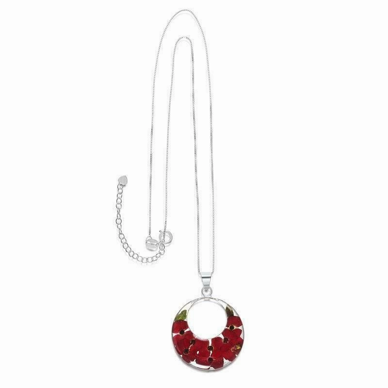 Shrieking Violet Real Flower Poppy Silver Pendant PP12