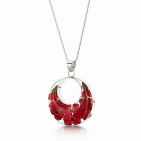 Shrieking Violet Real Flower Poppy Silver Pendant PP12