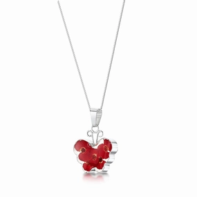 Shrieking Violet Real Flower Poppy Silver Pendant PP17