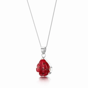 Shrieking Violet Real Flower Poppy Silver Pendant PP20