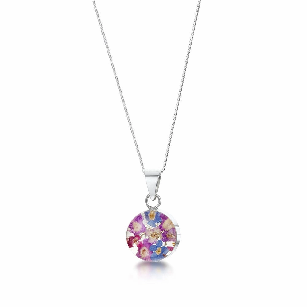 Shrieking Violet Real Flower Purple Haze Silver Pendant BLP02