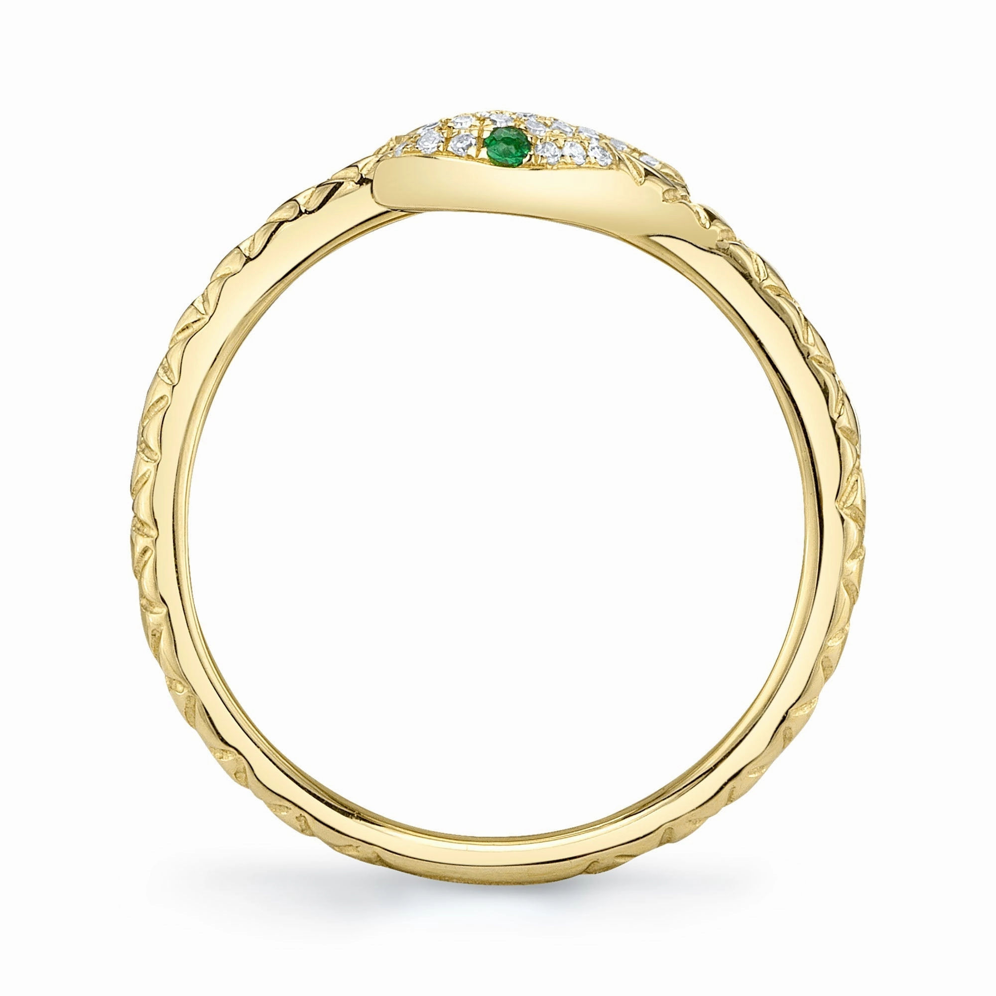 Shy Creation 0.07Ct Diamond & 0.02Ct Green Garnet Snake Ring SC55024908