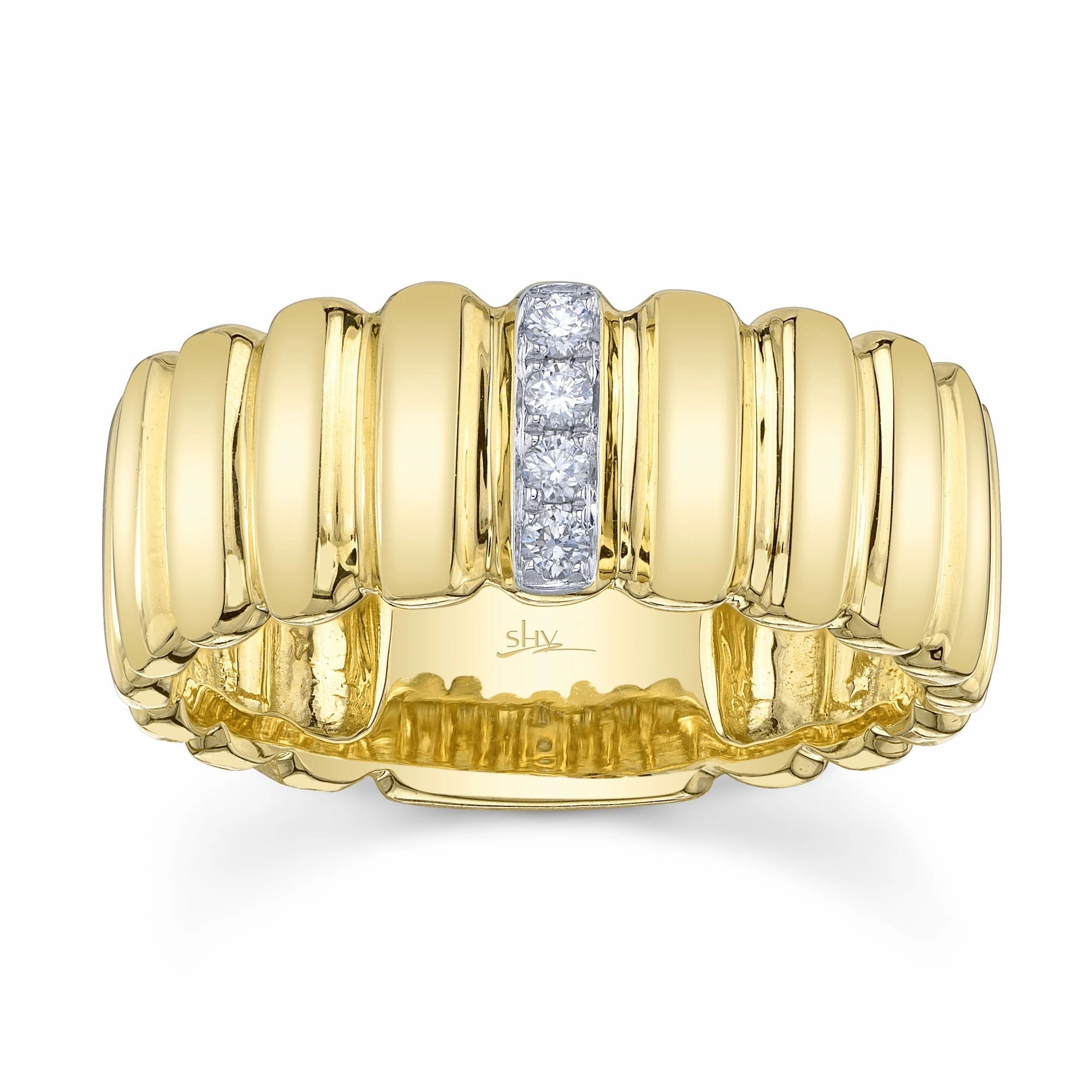 Shy Creation 0.07Ct Diamond Ribbed Ring SC22009228V2RD