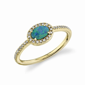 Shy Creation 0.12Ct Diamond & 0.33Ct Opal Ring SC55020753