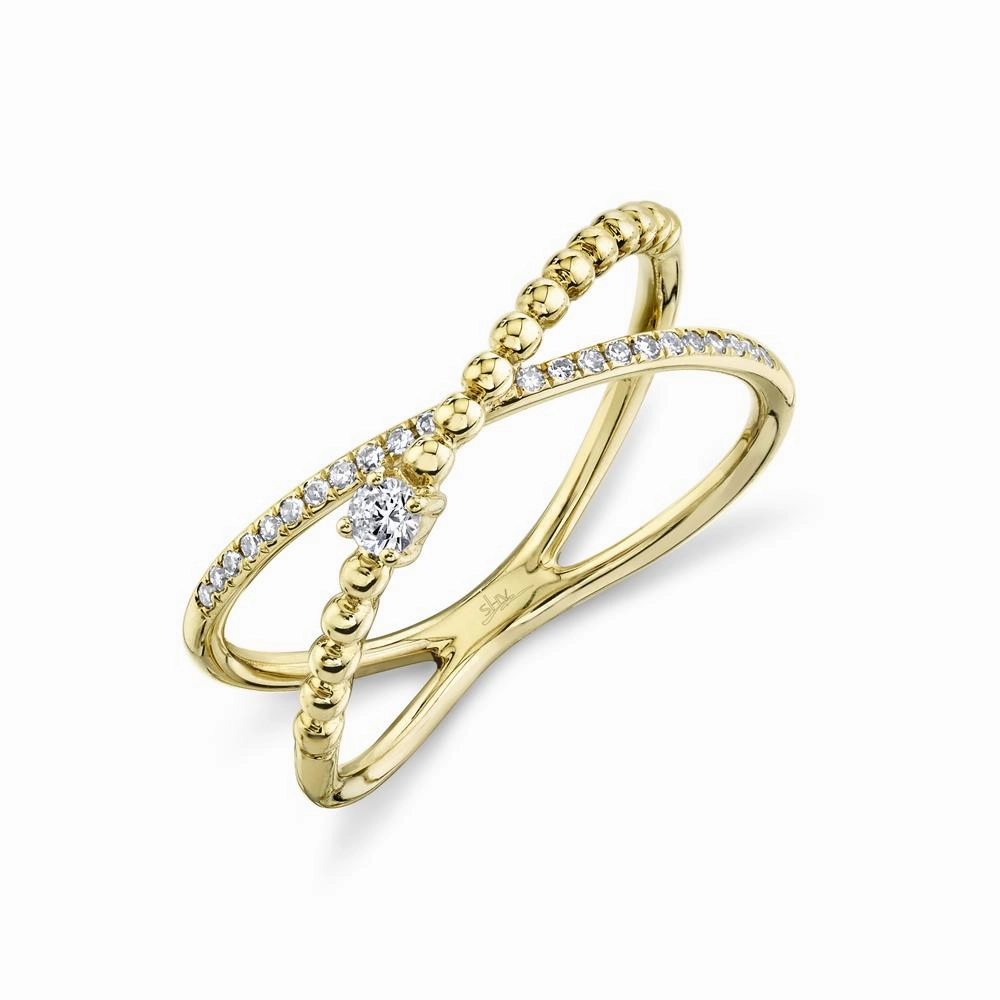 Shy Creation 0.12Ct Diamond "X" Ring SC55019639