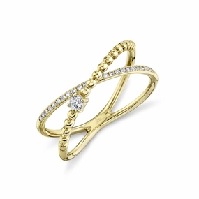 Shy Creation 0.12Ct Diamond "X" Ring SC55019639